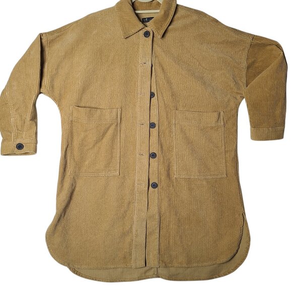 ZARA TRF Corduroy Long Line Patch Pocket Oversized Shacket Shirt Jacket Size XS - Picture 4 of 12